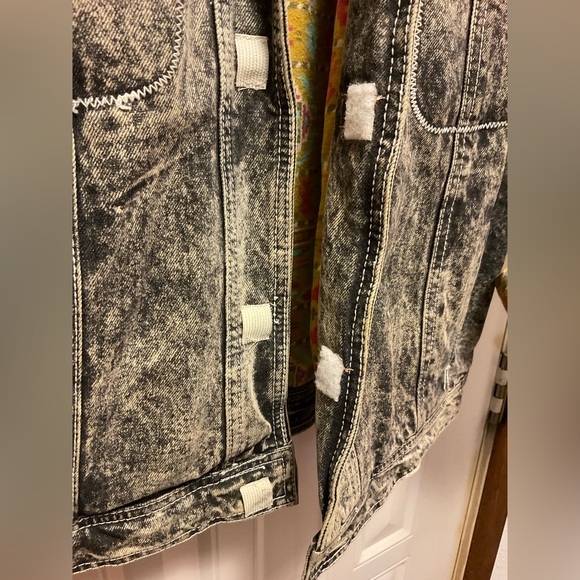 Vintage 80's Mirage Men's Acid Wash Denim Bomber jacket Leather Trim size XL. - Picture 5 of 9